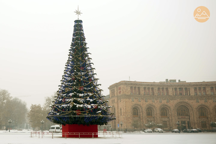 The main Christmas tree of Yerevan, Armenia
