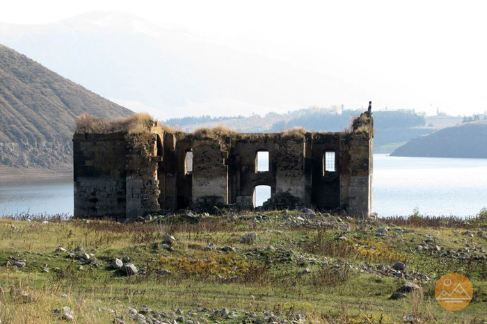 Side view of the ruins of the Saint Paul and Peter church in summer time, traveling around Armenia