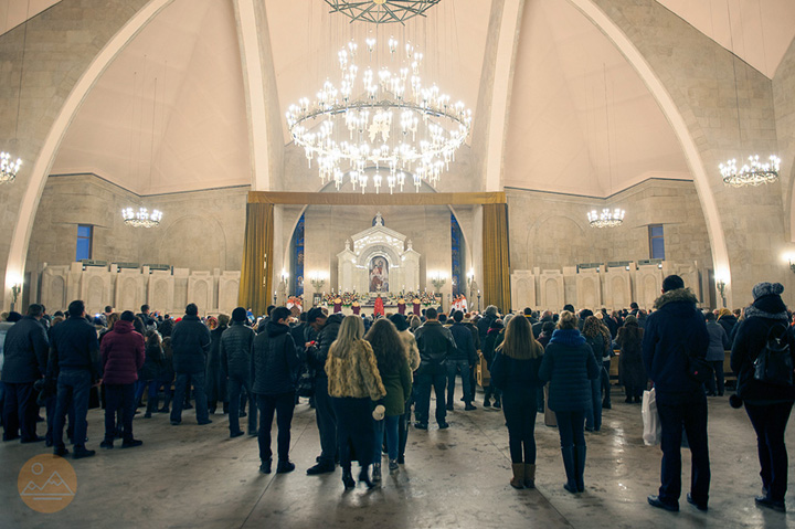 Christmas service at Saint Gregory the Illuminator church, the largest church in Armenia