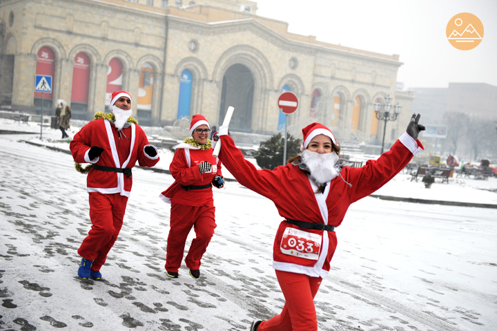 Santa Claus charitable run in Yerevan, Armenia
