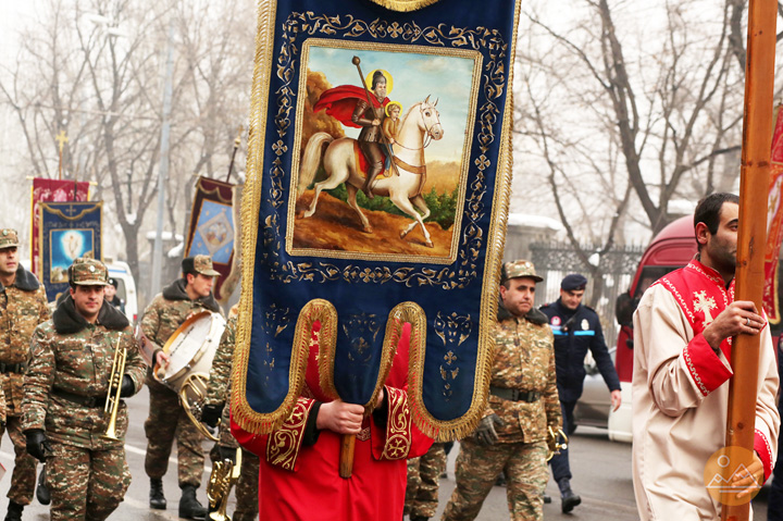 Feast of Saint Sarkis, a festive parade in Yerevan, Armenia, 2017