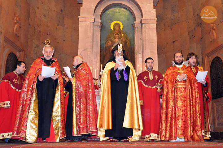 Divine liturgy on the day of Feast of Saint Sarkis in Armenia