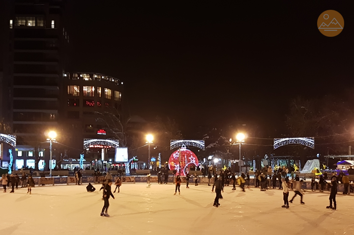 Outdoor ice rink near the Opera house in Yerevan, Armenia